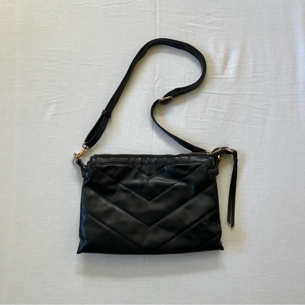 Black Quilted Leather Crossbody Purse